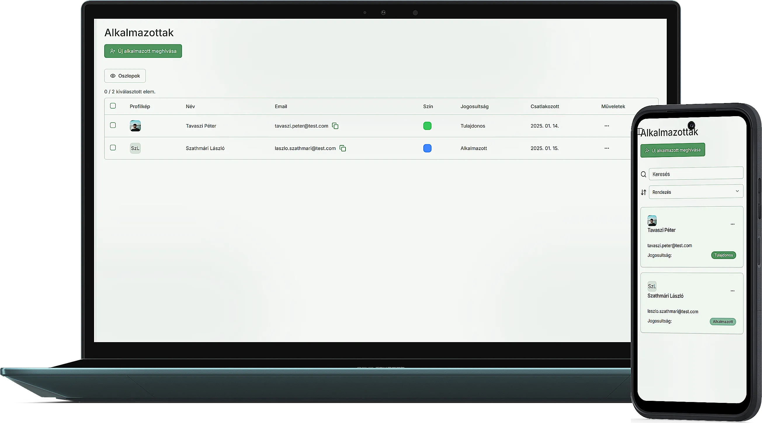Alkalmazottak táblázat