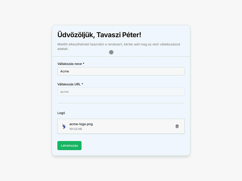 Regisztráció és alapadatok